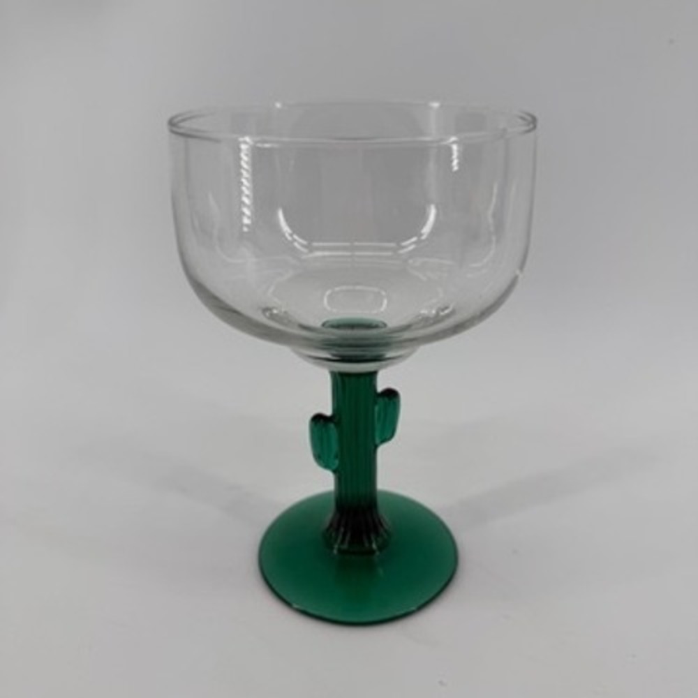 Libbey Cactus Margarita Glass Green Saguaro Stem Clear 12oz Southwest Fiesta